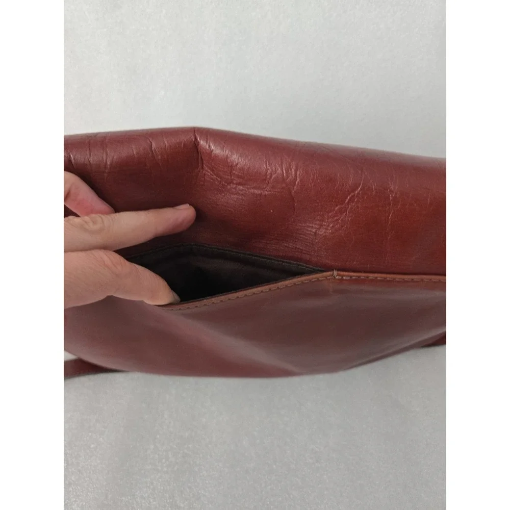 Fossil Explorer Lg Brown Leather Fold Over Messenger Satchel Bag 12